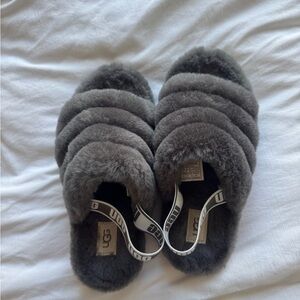 UGG Charcoal Fluff Yeah Slides